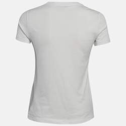 Pre Owned Kenzo White Embellished Logo Jersey T-shirt S
