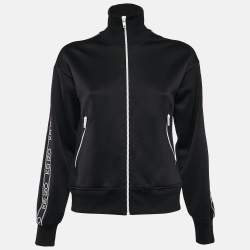 Kenzo Black Logo Embroidered Jersey Zip-Up Jacket XS