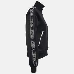 Kenzo Black Logo Embroidered Jersey Zip-Up Jacket XS