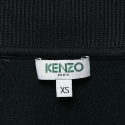 Kenzo Black Logo Embroidered Jersey Zip-Up Jacket XS
