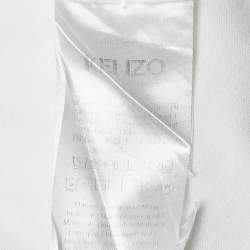 Pre Owned Kenzo White Logo Patch Jersey Crew Neck T-Shirt S