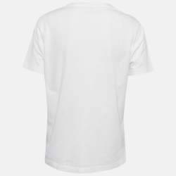 Pre Owned Kenzo White Logo Patch Jersey Crew Neck T-Shirt S