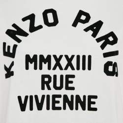 Pre Owned Kenzo White Logo Flock Print Cotton T-Shirt S
