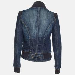 Pre Owned Kenzo Blue Washed Denim Asymmetrical Jacket L