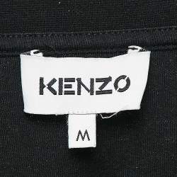 Pre Owned Kenzo Black Tiger Print Jersey Crew Neck T-Shirt M