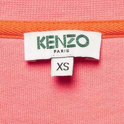 Pre Owned Kenzo Pink Tiger Logo Embroidered Cotton Knit Sweatshirt XS