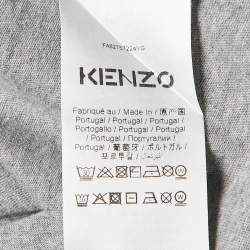 Pre Owned Kenzo Grey Tiger Logo Flocked Jersey T-Shirt S
