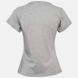 Pre Owned Kenzo Grey Tiger Logo Flocked Jersey T-Shirt S