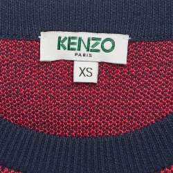 Pre Owned Kenzo Pink Logo Eye Embroidered Wool Knit Crew Neck Sweater XS