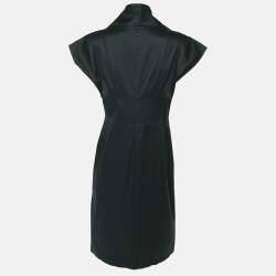 Kenzo Green Cotton Blend Tie Midi Dress S