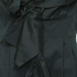 Kenzo Green Cotton Blend Tie Midi Dress S