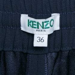 Pre Owned Kenzo Navy Blue Side Stripe Crepe Straight Leg Track Pants S