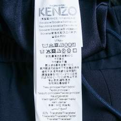 Pre Owned Kenzo Navy Blue Side Stripe Crepe Straight Leg Track Pants S