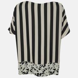 Kenzo Black/White Strip Crepe Top L