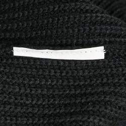 Kenzo Black Rib Knit Zipper Detail V-Neck Sweater Dress XL