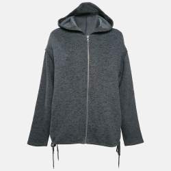 Kenzo Grey Tiger Embroidered Cotton Knit Zip-Up Hoodie M