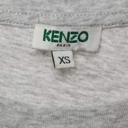 Pre Owned Kenzo Grey Eye Print Jersey Crew Neck T-Shirt XS
