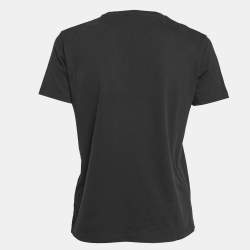 Pre Owned Kenzo Black Tiger Logo Embroidered Cotton Knit T-Shirt XS