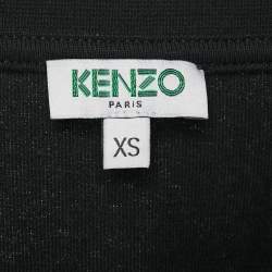 Pre Owned Kenzo Black Tiger Logo Embroidered Cotton Knit T-Shirt XS