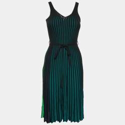Kenzo Black/Multicolor Rib Knit Jersey Two-Toned Sleeveless Dress XS