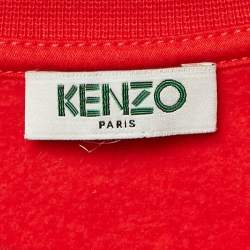 Pre Owned Kenzo Red Eye Logo Embroidered Cotton Knit Sweatshirt M