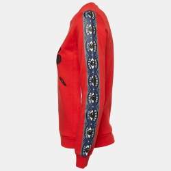Pre Owned Kenzo Red Eye Logo Embroidered Cotton Knit Sweatshirt M