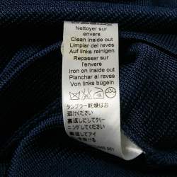 Pre Owned Kenzo Navy Blue Knit Button Detail Top S