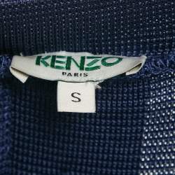 Pre Owned Kenzo Navy Blue Knit Button Detail Top S