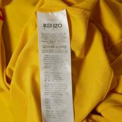 Pre Owned Kenzo Yellow Elephant Applique Cotton Jersey T-Shirt M