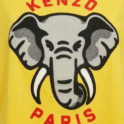 Pre Owned Kenzo Yellow Elephant Applique Cotton Jersey T-Shirt M
