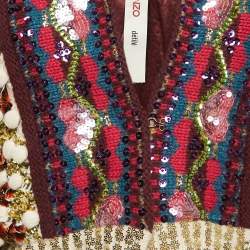 مملوكة مسبقًا Kenzo défilé Beige Sequin Embellished Heavy Knit Crop Cardigan M
