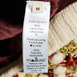 مملوكة مسبقًا Kenzo défilé Beige Sequin Embellished Heavy Knit Crop Cardigan M