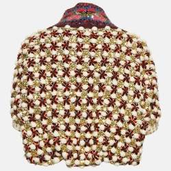 مملوكة مسبقًا Kenzo défilé Beige Sequin Embellished Heavy Knit Crop Cardigan M