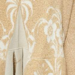 مملوكة مسبقًا Kenzo défilé Beige/Gold Brocade Knit Open Front Cardigan M 