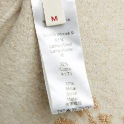 مملوكة مسبقًا Kenzo défilé Beige/Gold Brocade Knit Open Front Cardigan M 