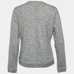 Pre Owned Kenzo Grey Tiger Embroidered Melange Cotton Sweatshirt L