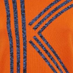 Pre Owned Kenzo Orange Cotton Logo Motif Detail Jumper M