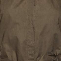 Pre Owned Kenzo Olive Green Cotton Poplin Lace Detailed Short Sleeve Dress M