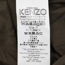 Pre Owned Kenzo Olive Green Cotton Poplin Lace Detailed Short Sleeve Dress M