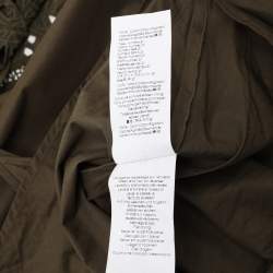 Pre Owned Kenzo Olive Green Cotton Poplin Lace Detailed Short Sleeve Dress M
