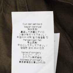 Pre Owned Kenzo Olive Green Cotton Poplin Lace Detailed Short Sleeve Dress M