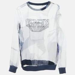 Kenzo Blue Printed Sheer Organza Sweatshirt S