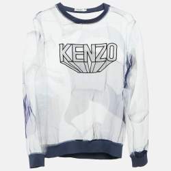 Kenzo Blue Printed Sheer Organza Sweatshirt S