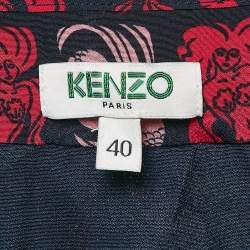 Kenzo Navy Blue Mermaid Print Ruffled Long Skirt M