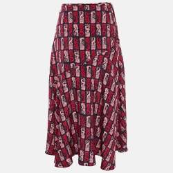 Kenzo Navy Blue Mermaid Print Ruffled Long Skirt M