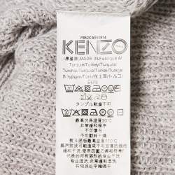 Pre Owned Kenzo Grey Cotton and Wool Knit Zip-Up Cardigan XS