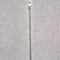 Pre Owned Kenzo Grey Cotton and Wool Knit Zip-Up Cardigan XS