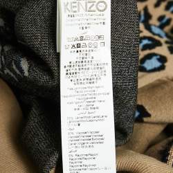 Kenzo Camel Brown Tiger Pattern Wool Blend Knit Mini Dress S