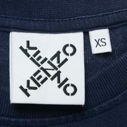 Kenzo Navy Blue/Orange Cotton Knit and Nylon Elasticized Top XS