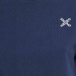 Kenzo Navy Blue/Orange Cotton Knit and Nylon Elasticized Top XS